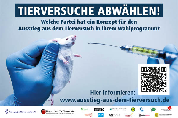 Wahlplakat "Tierversuche abwählen"