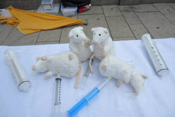 Aktionstag gegen Botox-Tierversuche 2014 in Hamburg