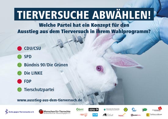 Wahlplakat "Tierversuche abwählen"